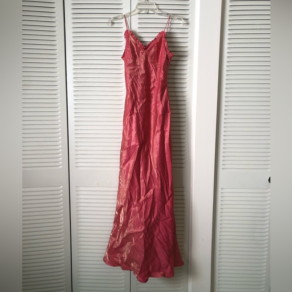 De Laru Y2K Vintage Iridescent pink tie back Maxi Dress Size 3/4